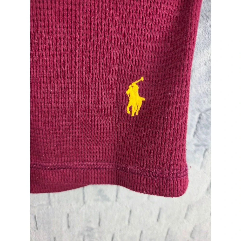 Polo Ralph Lauren Mens XL Burgundy Waffle Knit Thermal Long Sleeve Shirt Maroon